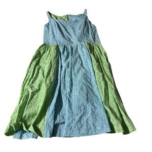 Elegant Blue and Green Midi Dress